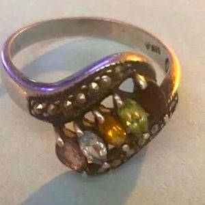 Antique sterling silver Mothers ring